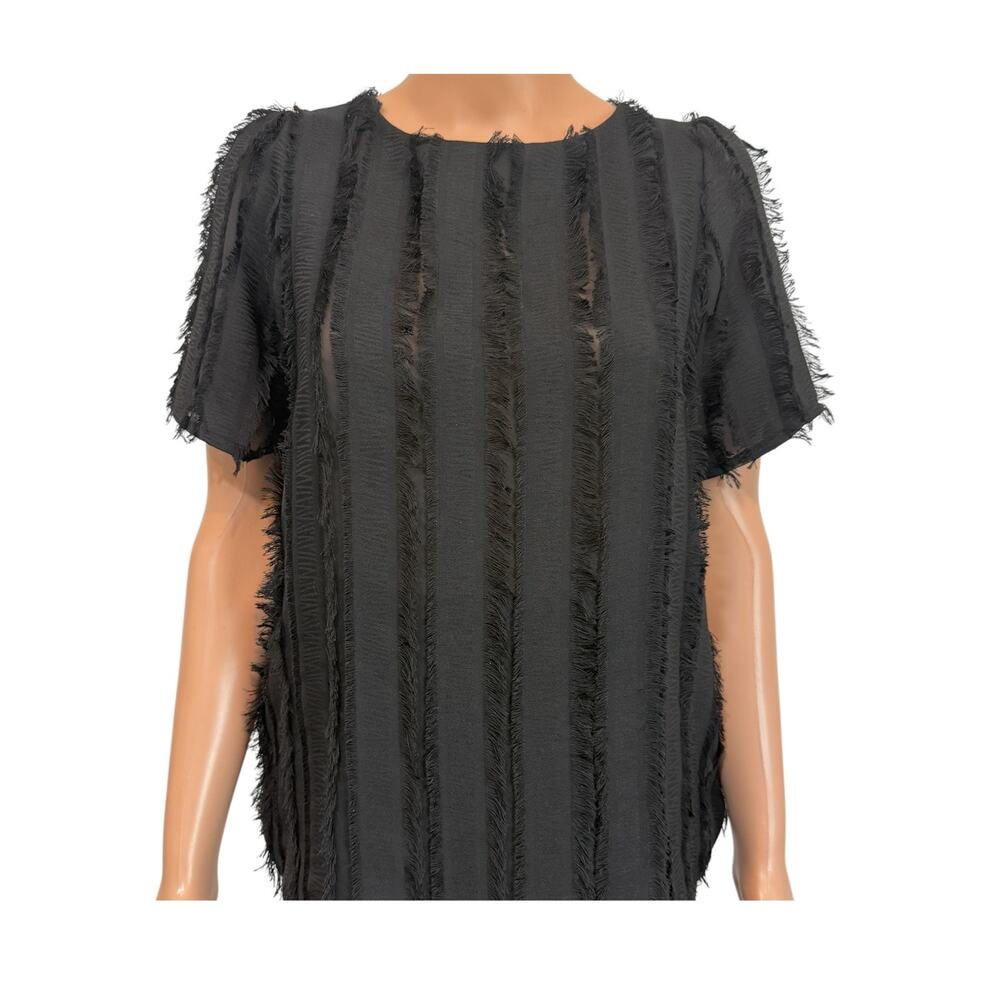 Anthropologie Everleigh medium sheer fringe fray feathered top TB 2684